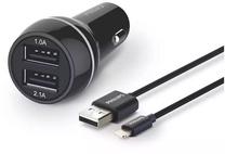 Automobilinis įkroviklis Philips, Lightning/2 x USB, juoda sp., 15.5 W