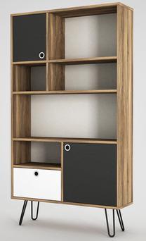 Pastatoma lentyna Kalune Design Karamel, antracito sp./balta sp./riešuto sp., 160 cm x 90 cm x 25 cm