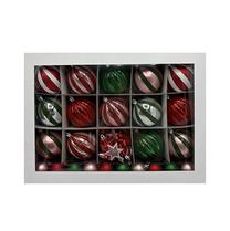 Ziemassvētku eglīšu rotaļlietu komplekts Christmas Touch Stripes EG01-KS2626, daudzkrāsaina, plastmasa, 50 gab.