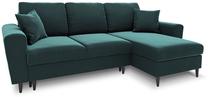 Kampinė sofa - lova Micadoni Home Moghan Velvet 4 Seats, žalia sp., 241 x 145 cm x 88 cm
