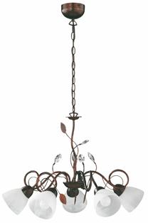 Lampa karināms Trio Traditio 110700528, E14, 5 x 40 W, balta krās. / brūna krās.