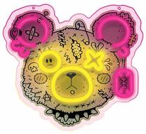 Dekoracija "Meškutis" Forever Light Art Led Punk Teddy Bear FLA01 su LED apšvietimu, 31 cm, geltona sp./rožinė sp.