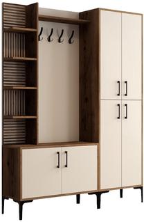Prieškambario baldų komplektas Kalune Design Viyana DA, vidaus, kreminė sp./riešuto sp.
