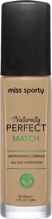 Skystas makiažo pagrindas Miss Sporty Naturally Perfect Match, warm sp., 20, 30 ml