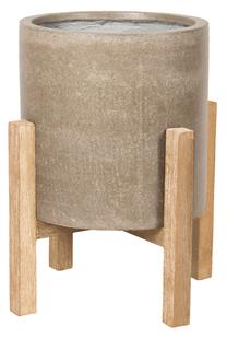 Puķu pods Home4you, kompozītmateriāls/koks, Ø 49 cm, brūna krās.