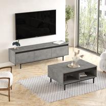 Svetainės baldų komplektas Kalune Design LV33 RL, vidaus, juoda sp./pilka sp.