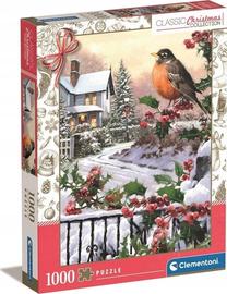 Dėlionė Clementoni Christmas Robin And Holly Bushes 81501, 70 cm x 50 cm, 1000 vnt., įvairių spalvų