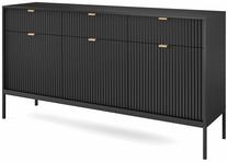 Komoda Piaski Nova KSZ154, juoda sp., 83 cm x 39 cm x 154 cm