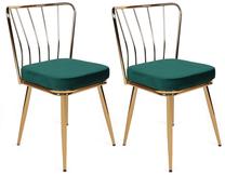 Kėdžių rinkinys Kalune Design 930 V2 974NMB1699, blizgi, aukso sp./žalia sp., 42 cm x 43 cm x 82 cm, 2 vnt.