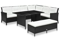 Āra mēbeļu komplekts VLX Garden Lounge Set, melns krās., 6-8 sēdvietas