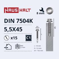Pašvītņojošā skrūve Haushalt DIN 7504K, 5.5 mm x 45 mm, 15 gab.