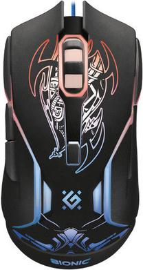 Vadu spēļu pele Defender Bionic GM-250L, melna krās.