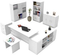 Biuro baldų komplektas Kalune Design VO19-W, balta sp., 60 cm x 140 cm x 73.8 cm