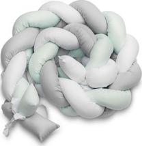 Aizsargājošā apmale Sensillo Braid, balta krās./zaļa krās./pelēka krās., 210 cm x 30 cm