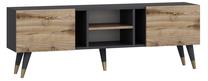ТВ стол Kalune Design Rudy, антрацитовый цв./ореховый цв., 180 см x 29.6 см x 41.6 см