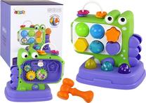 Formelių rūšiuoklė, dinozauras Lean Toys Whac A Mole, 25 cm, žalia sp./violetinė sp.