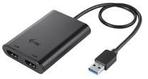 Adapteris i-Tec USB 3.0 / USB-C Dual 4K HDMI Video Adapter USB 3.0 female / USB-C female, HDMI, 0.27 m, melna krās.