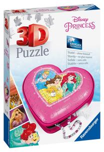 3D dėlionė Ravensburger Disney Princess Heart Box 980209, 11.2 cm x 11.2 cm, 54 vnt., rožinė sp./įvairių spalvų