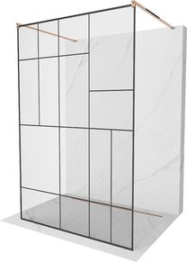 Dušas siena Mexen Kioto Walk-In, 140 cm x 200 cm, melns krās./zeltrozā krās./rūdītais