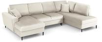 Kampinė sofa Micadoni Home Moghan Velvet Panoramic, šviesiai ruda sp., dešininė, 313 x 194 cm x 88 cm
