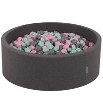 Бассейн с шариками KiddyMoon Round Ball Pit Round 600 Stars, 90 см x 90 см, 601 шт, зеленый цв./розовый цв.