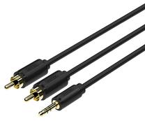 Vads Unitek RCA male x 3, 3.5 mm male, 1.5 m, melna krās.