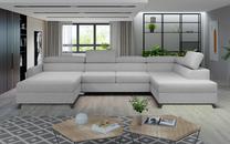 Kampinė sofa Josette Grande 81, šviesiai pilka sp., dešininė, 200 x 370 cm x 98 cm