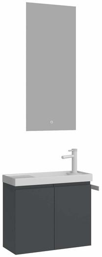 Vonios kambario baldų komplektas Kalune Design Ferla 60-331, matinė antracito sp., 22 cm x 60 cm x 50 cm