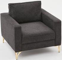 Krėslas Hanah Home Berlin 825BLC2789, antracito sp./aukso sp., 91 cm x 90 cm x 83 cm