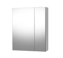 Pakabinama vonios spintelė su veidrodžiu Riva, balta, 13.5 cm x 57.2 cm x 66.2 cm