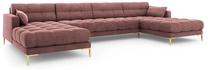 Sofa Micadoni Home Mamaia Velvet Panoramic, akacijų sp./rožinė sp., 383 x 185 cm x 75 cm