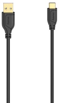 Laidas Hama FLEXI-SLIM, USB/USB-C, 75 cm, juoda sp.