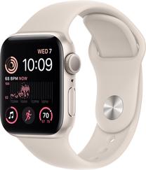 Viedais pulkstenis Apple Watch SE GPS (2nd Gen) 40mm Starlight Aluminium Case with Starlight Sport Band - Regular, gaiši brūna krās.
