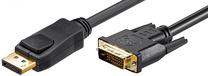 Vads MicroConnect DisplayPort to DVI-D DisplayPort male, DVI-D male, 1 m, melna krās.