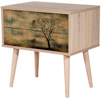 Naktinis staliukas Kalune Design Two 729, šviesiai ruda sp., 61 cm x 60 cm x 40 cm