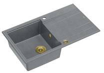 Virtuves izlietne Quadron Evan 111, granīts, 86 cm x 50 cm x 21 cm, zelta krās./sudraba krās.