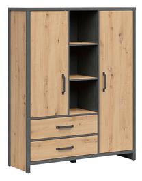 Spinta Weston S483-REG2D2S-DASN/MTA, ąžuolo sp./pilka sp., 40 cm x 120 cm x 150 cm