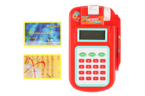 Parduotuvės žaislai, kortelių skaitytuvas Supermarket Calculator, raudona sp./įvairių spalvų