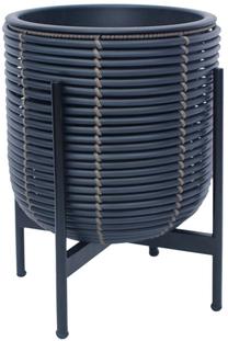 Gėlių vazonas Home4you Wicker 38106, plastikinis/metalas, Ø 30 cm, juoda sp.