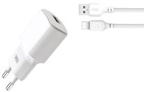 Telefona lādētājs XO L73 + USB-C cable, USB, 100 cm, balta krās.
