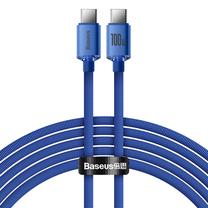 Įkrovimo laidas Baseus CAJY000703, 2 x USB Type C, 200 cm, mėlyna sp., 100 W