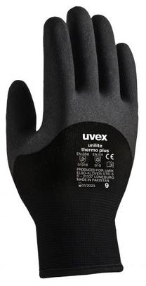 Darba cimdi gumijots Uvex Unilite Thermo Plus UV6059210, pieaugušajiem, melna krās., 10