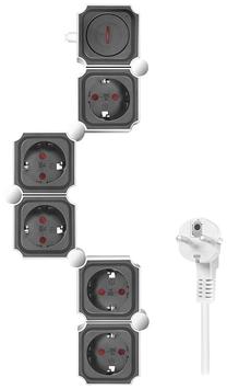 Buitinis ilgintuvas Logilink LPS277, 1.5 mm², 1.5 m, IP20, 5 lizdų, su jungikliu, balta sp./juoda sp.