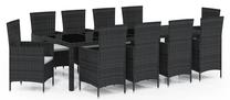 Āra mēbeļu komplekts VLX 11 Piece Set, melns krās./krēmkrāsas krās., 10 sēdvietas