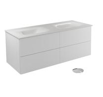 Vonios spintelė su praustuvu Besco Akya Classic, skaidri sp./balta sp./chromo sp., 52.5 cm x 131 cm x 50.7 cm