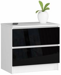 Komoda Akord K60 2SZ CLP PK, balta sp./juoda sp., 55 cm x 40 cm x 60 cm