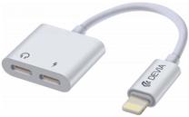 Adapteris Devia Smart 2in1, Apple Lightning/2 x USB-C, balta sp.