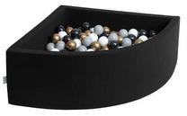 Бассейн с шариками KiddyMoon, 90 см x 90 см, 301 шт, золотой цв./белый цв.