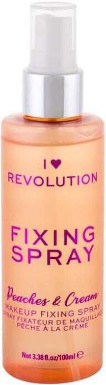 Grima fiksators Makeup Revolution London I Heart Revolution, caurspīdīga krās., peaches & cream, 100 ml