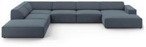 Kampinė sofa Micadoni Home Jodie Panoramic 7 Seats, mėlyna sp., kairinė, 364 x 262 cm x 70 cm